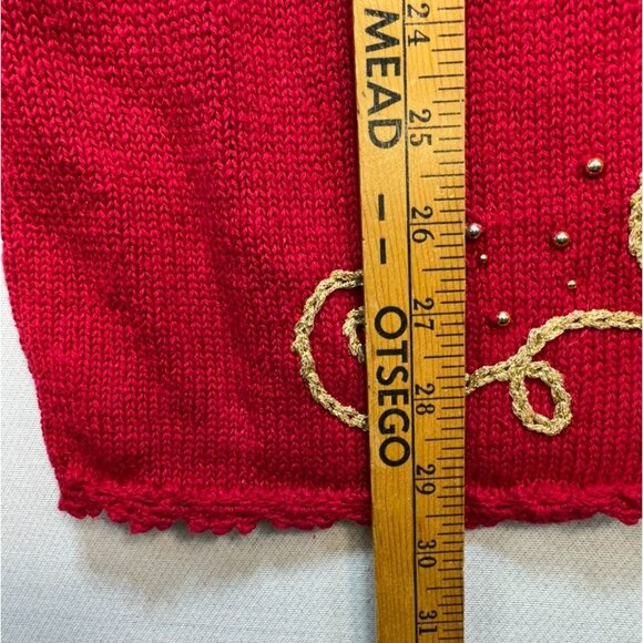 Vintage Kathie Lee Womens Holiday Cardigan Gold Embroidery & Button Accents Larg - Picture 8 of 12